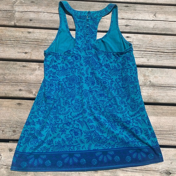 💛 George Teal Blue Floral Paisley Racerback Tank Top Tunic Size S/P - Picture 5 of 6